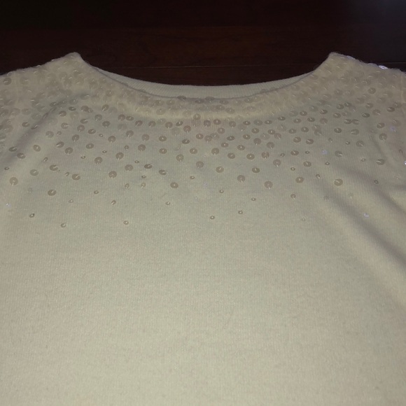 Ruby Rd White Sequined Sweater - Picture 2 of 5